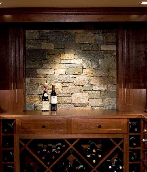 stone veneer wine cellar