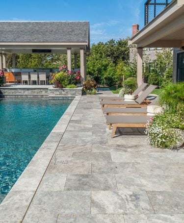 silver travertine pavers pool deck