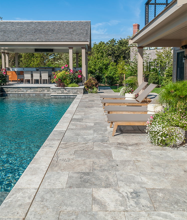 Silver Travertine Pavers - Pools, Patios