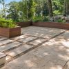 outdoor garden patio pavers stone wall