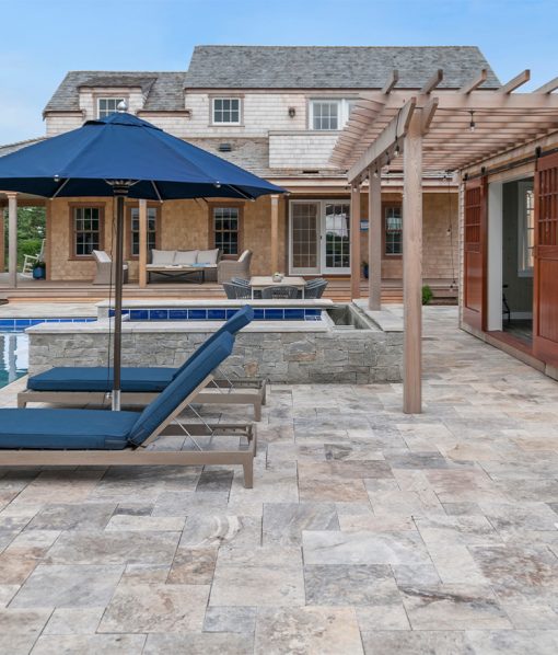 outdoor natural stone silver travertine pavers