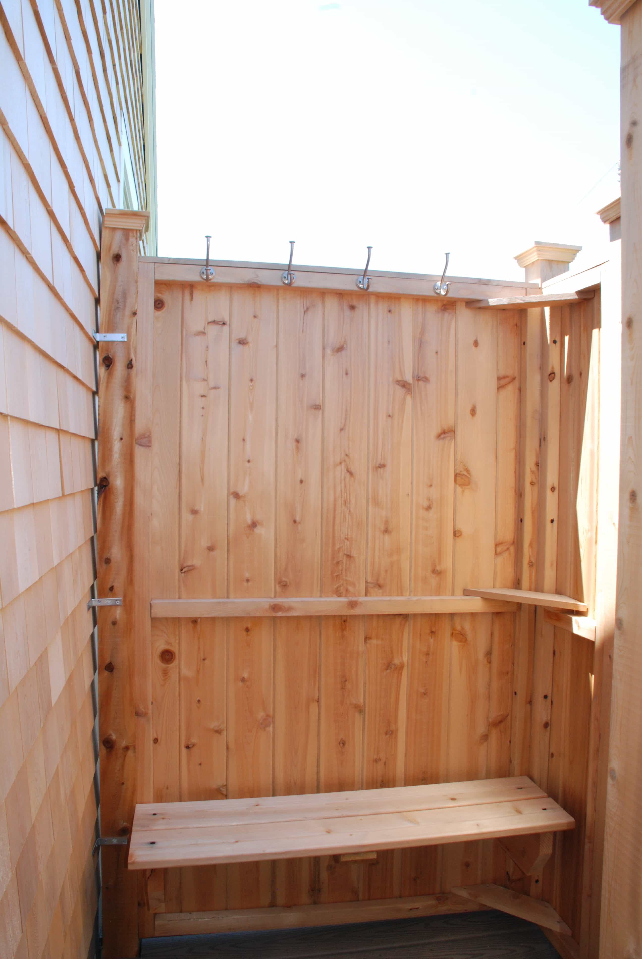 Outdoor Showers Cedar Custom Shower Bench, Shelf