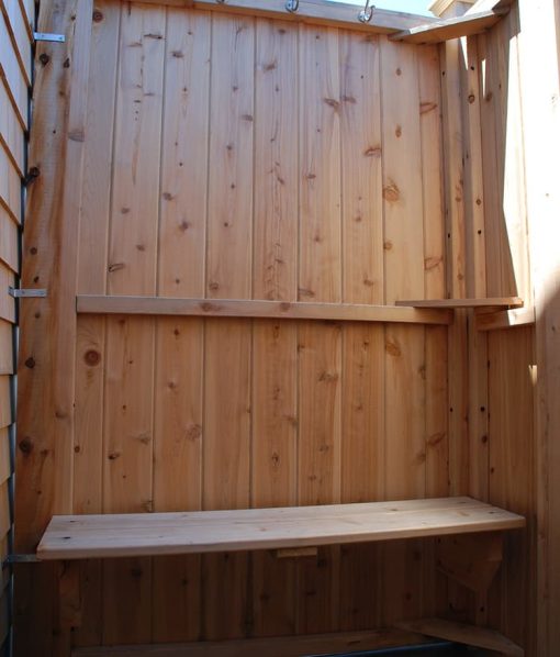 Custom Cedar Shower Bench for Outdoor Shower Stonewood Products