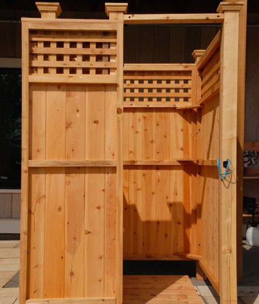 free-standing-latticed outdoor shower