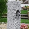 Gray granite hitching post with black ring