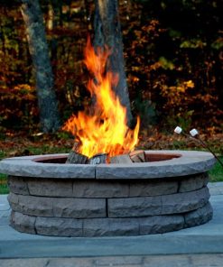Lakeview Abbey Bay Block 52-Inch Round Propane Gas Fire Pit Kit with  42-Inch Crystal Fire Burner - SC-BRON52-K