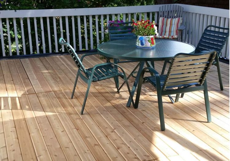 cedar deck with table