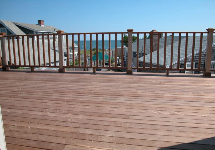 mahogany decking with rail