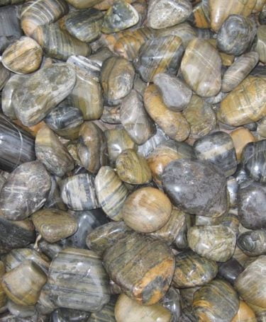 1-2 inch beach pebbles tiger stripe polished