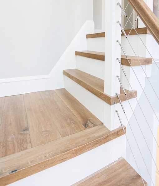 Wide Plank Hardwood Staircase