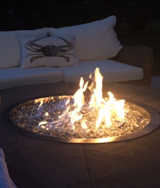 clear fire glass pit lit