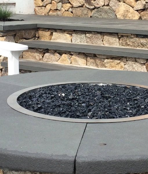 black fire glass in pit