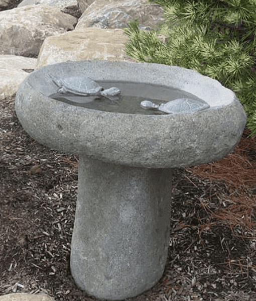 Stone Bird Bath with Two Turtles