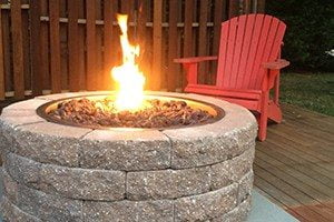Circular Gas Fire Pit with Lava Rocks