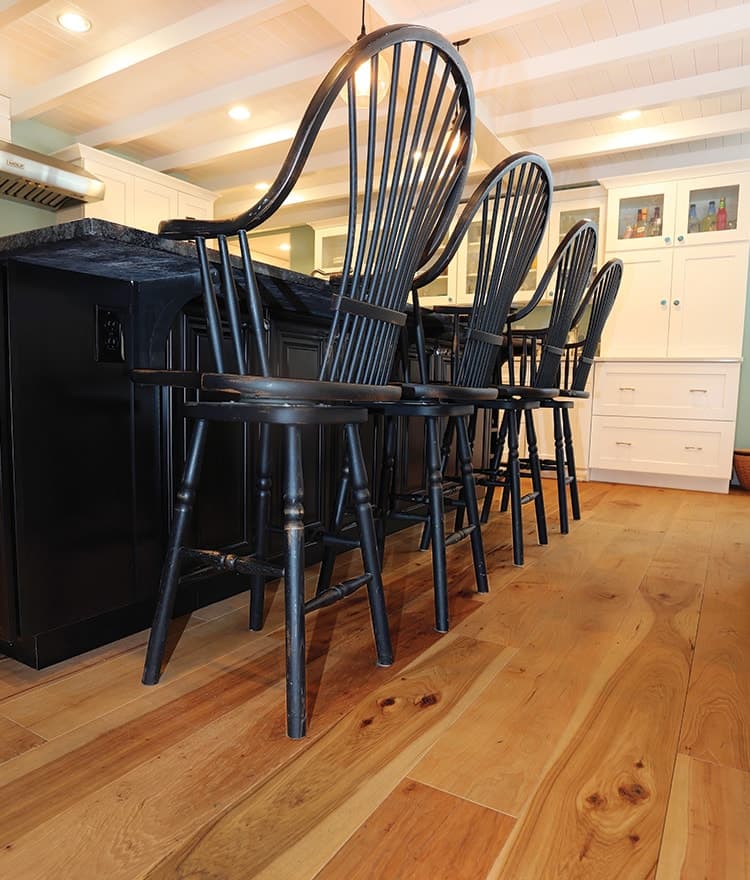 Prefinished wide plank flooring kitchen hickory pecan