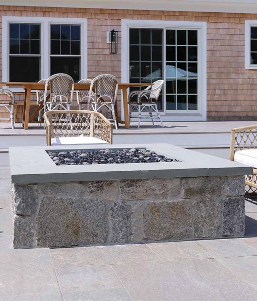 Fire pit on backyard patio