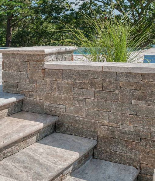 stairs and wall with thinstone veneer