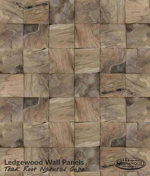Ledgewood Teak Root Natural Cube Wall Panels