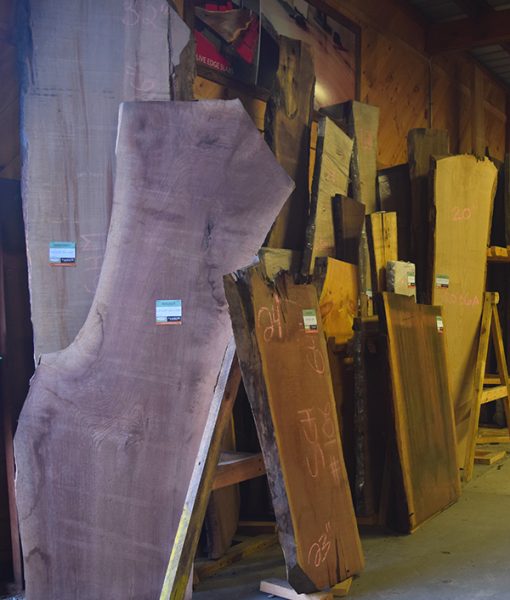 Live Edge Slabs in our Harwich Warehouse
