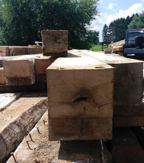 Reclaimed White Oak Log Ends from Deconstructed Barn