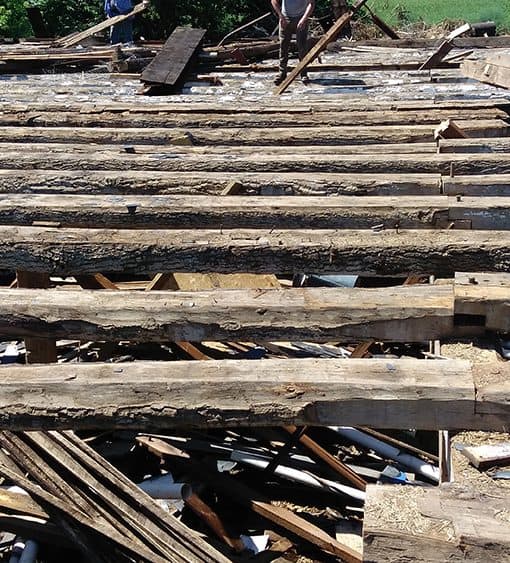 Deconstructing Barn - Reclaimed White Oak Logs