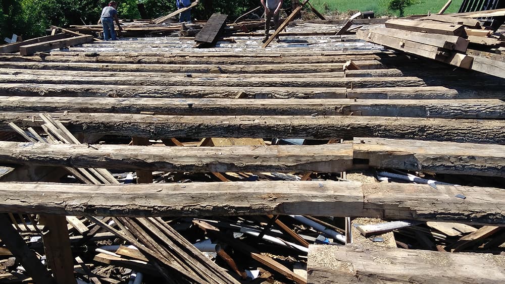 Deconstructing Barn - Reclaimed White Oak Logs