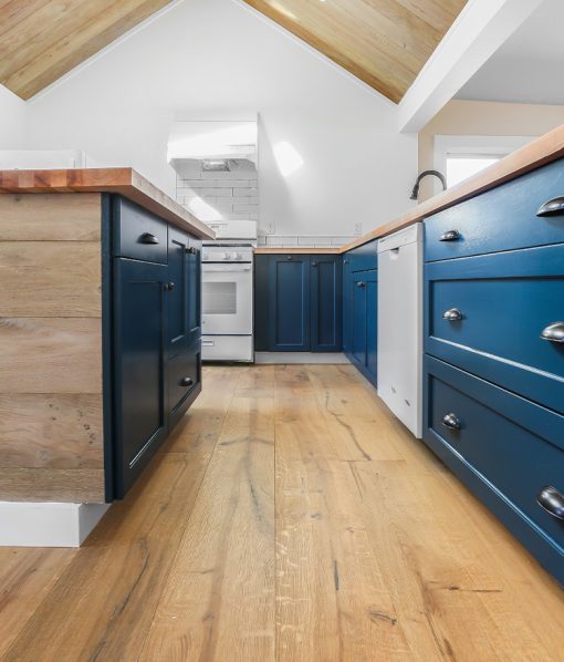 rustic wood floor in kitchen