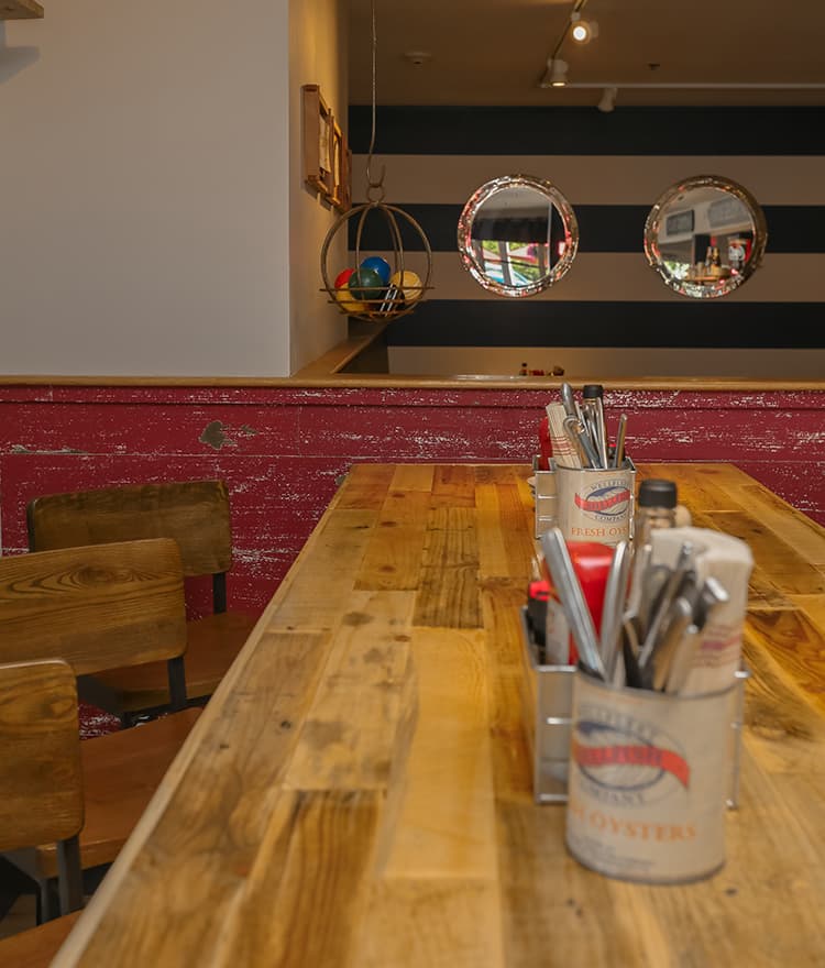 Mac's Seafood Chatham Fish & Lobster featuring Ruby Red Lighthouse Cove wallboarding