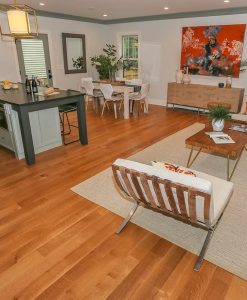 White Oak Hard Wood Flooring Open Concept Living Room