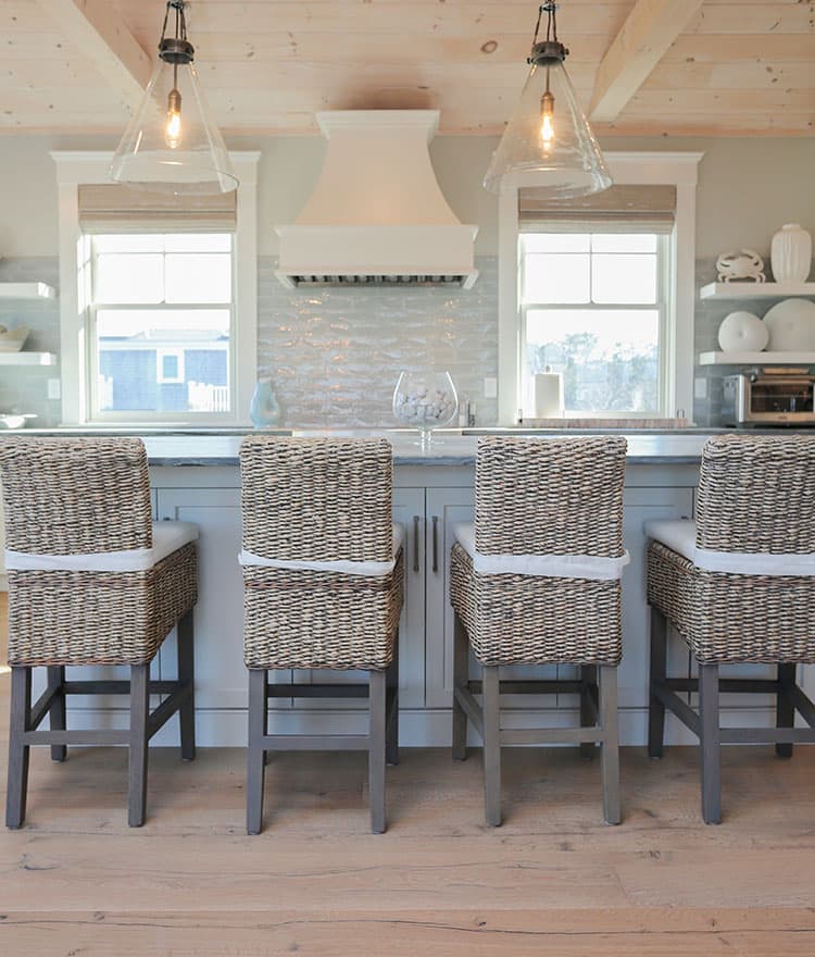 Coastal Design with Sawyer Mason Sausalito in kitchen with pine ceilings