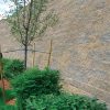 tan and gray large block retaining wall blend