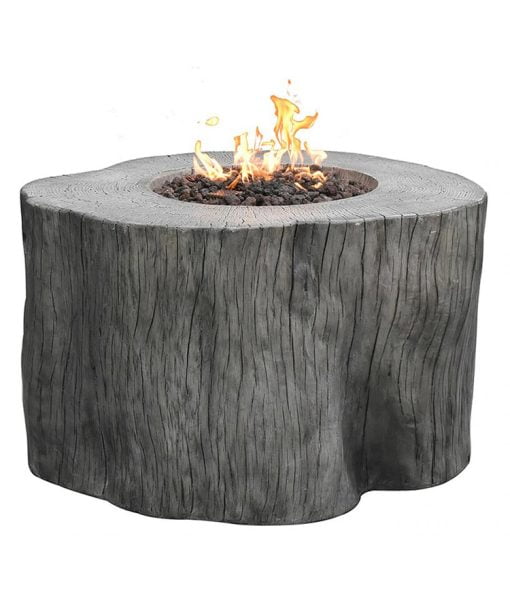gray tree stump gas fire table