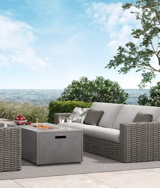 ocean side fire table patio