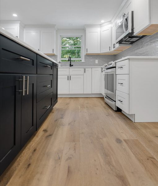 light wood floors in kitchen