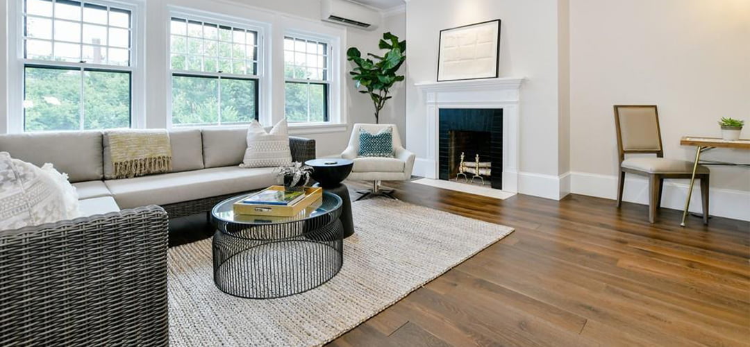 Modern living room hard wood floor