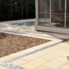 light brown rustic stone pavers patio shown