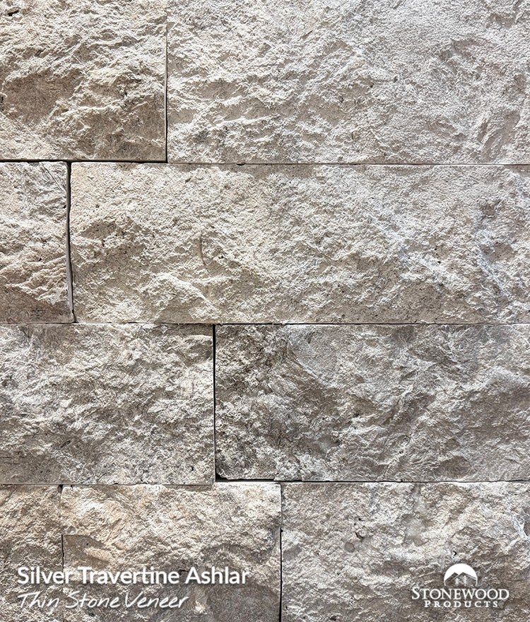 Silver Travertine Ashlar - Thin Stone Veneer