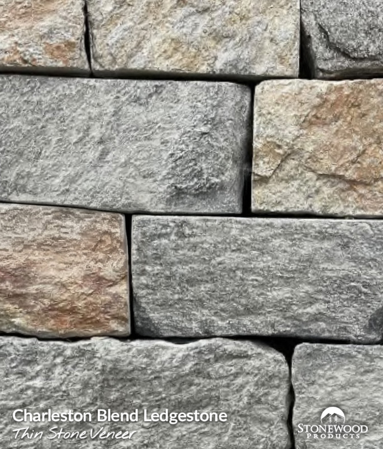 Gray and tan natural ledgestone thin stone veneer