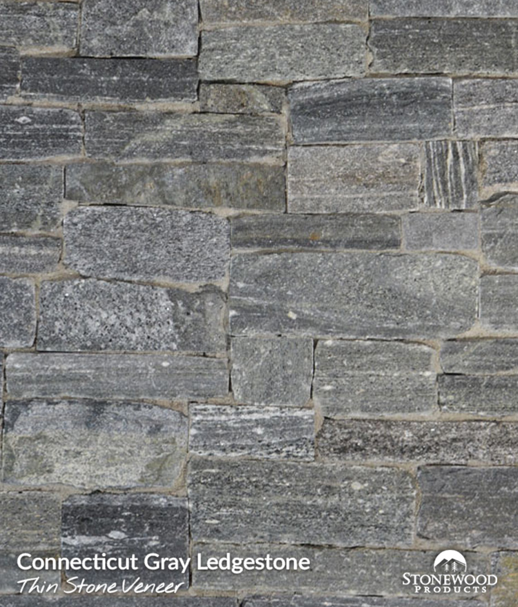Neutral gray natural ledgestone thin stone veneer