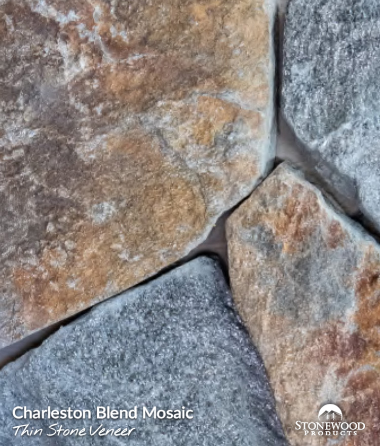 Tan and beige mosaic thin stone veneer