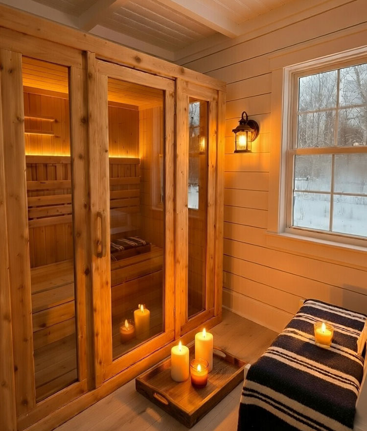 sauna inside home on cape coastal cod with spa vibe