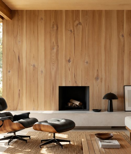 cured cypress wood walls displayed in a modern home